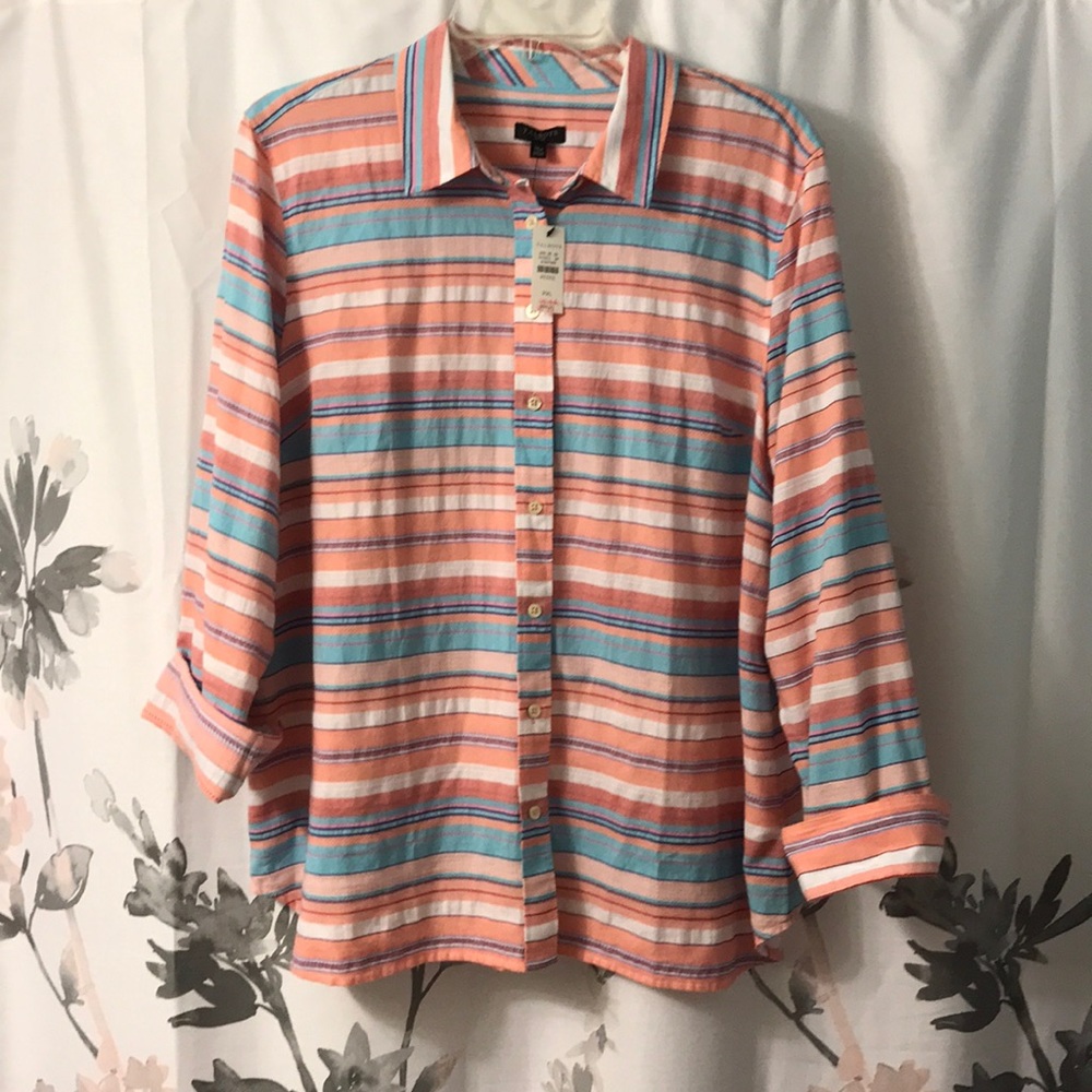 Stripped light weight button down shirt
